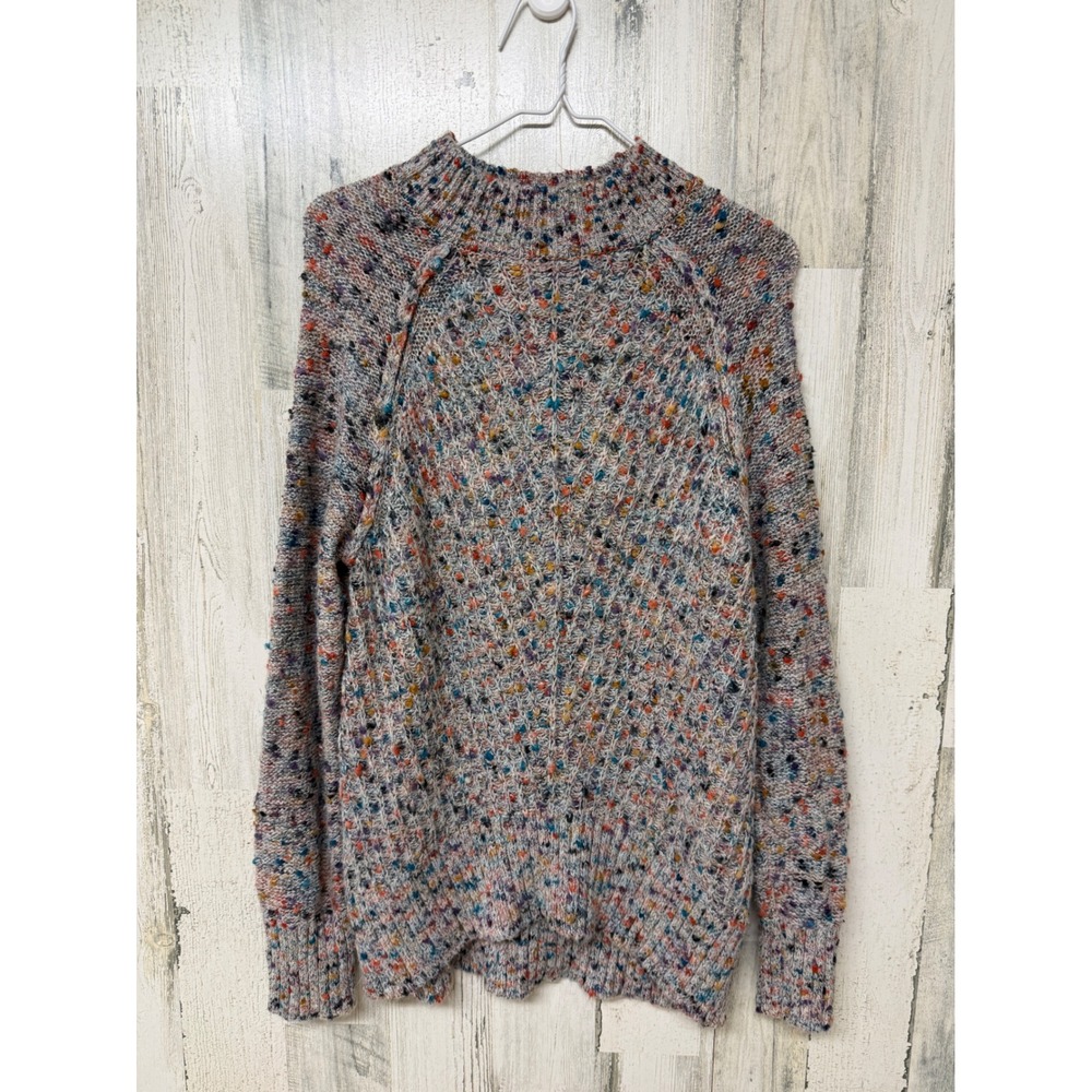 Womens M Flecked Confetti Knit Mock Neck Sweater Thick Speckled Textured - Picture 2 of 16